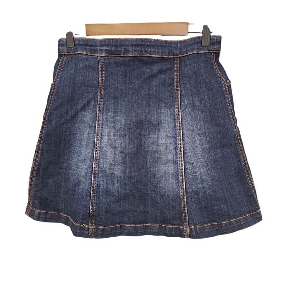 Roper Button Front Denim Mini Skirt Dark Wash Size 6 - Picture 2 of 5